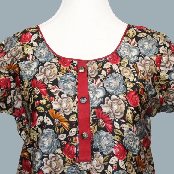 Black Flower Print Kurta, Tranquil Threads | Muvvas Boutique - Picture 8 of 8